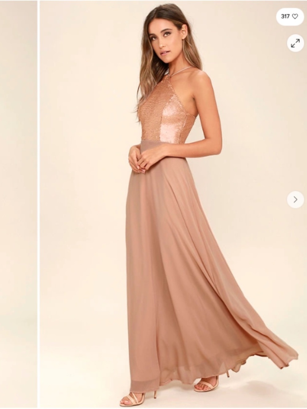 LULUS Sexy Chic Prom Wedding Bridesmaid Elegant FLowy Romantic Sequin Maxi - Picture 7 of 7